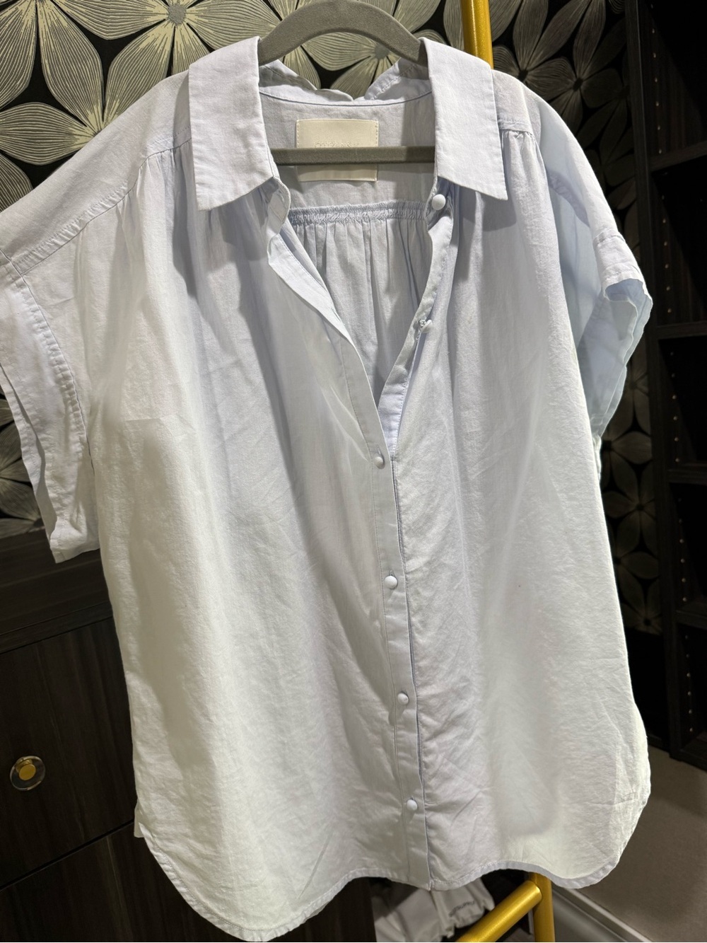 Light Blue Short Sleeve Button-Front women’s Shirt